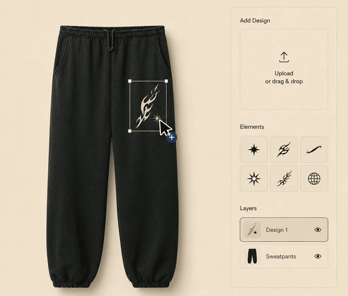 Design tool applying custom artwork to a garment